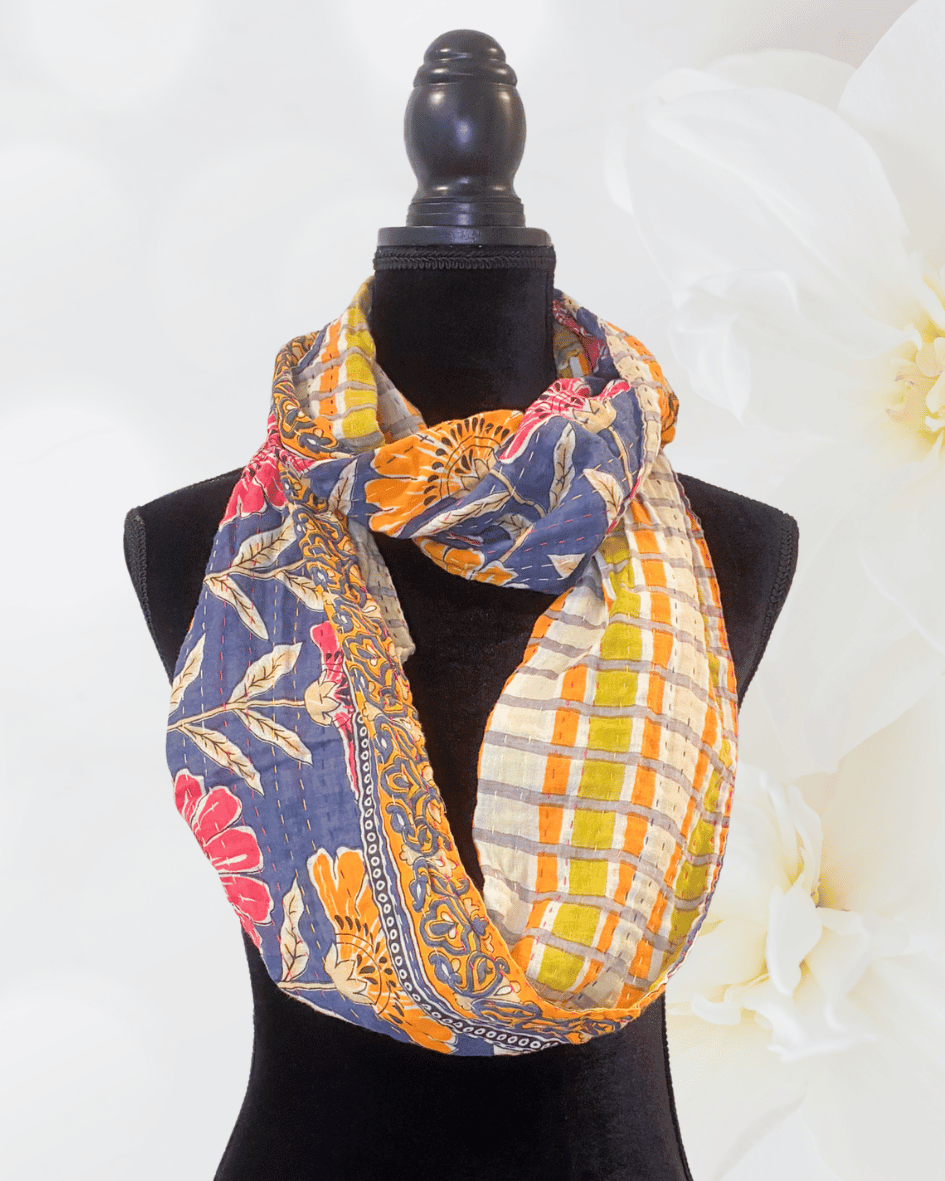 Kantha Infinity Scarf - Asha Project Kantha - Saree - Handmade