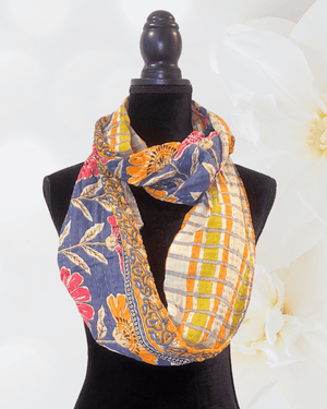 Kantha Infinity Scarf - Asha Project Kantha - Saree - Handmade