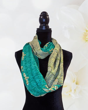 Kantha Infinity Scarf - Asha Project Kantha - Saree - Handmade