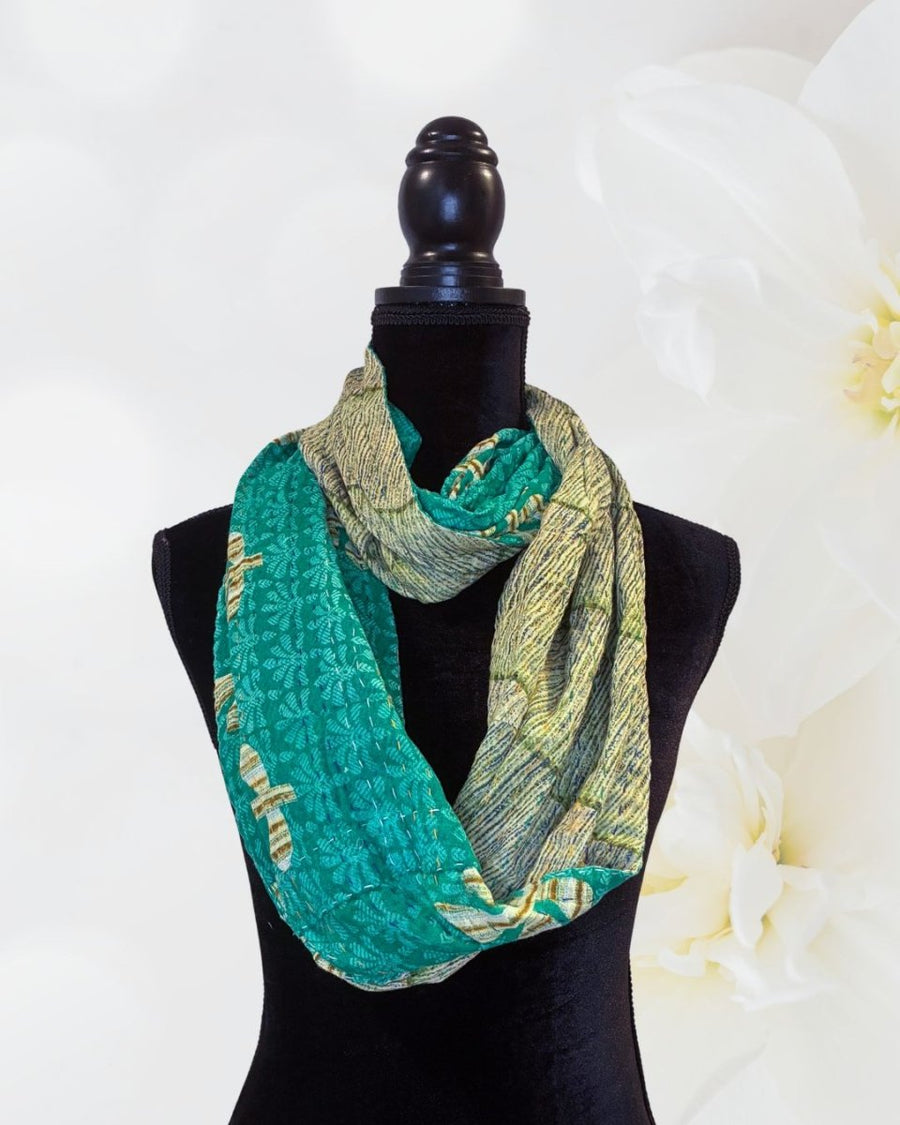 Kantha Infinity Scarf - Asha Project Kantha - Saree - Handmade