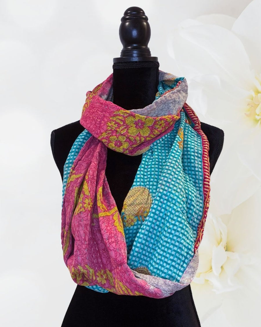 Kantha Infinity Scarf - Asha Project Kantha - Saree - Handmade