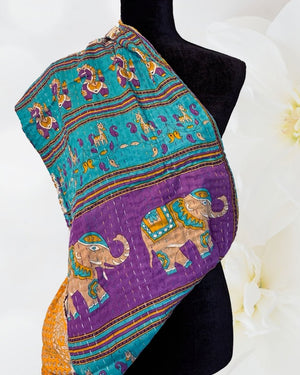 Kantha Infinity Scarf - Asha Project Kantha - Saree - Handmade