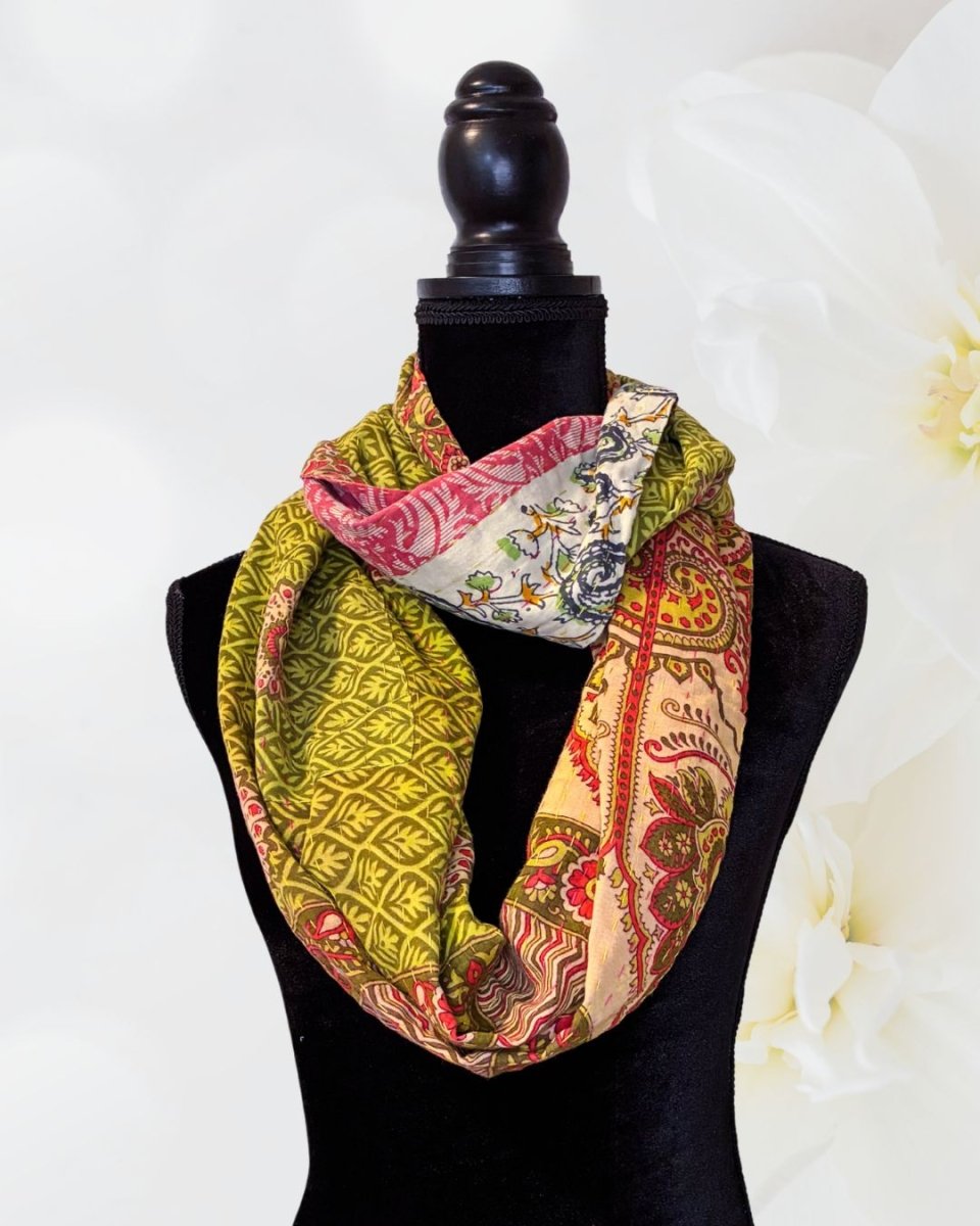 Kantha Infinity Scarf - Asha Project Kantha - Saree - Handmade