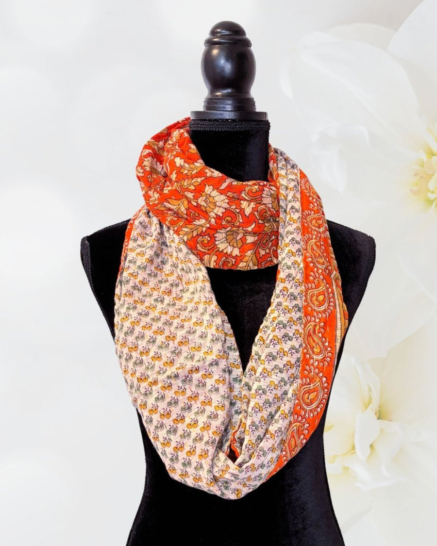 Kantha Infinity Scarf - Asha Project Kantha - Saree - Handmade