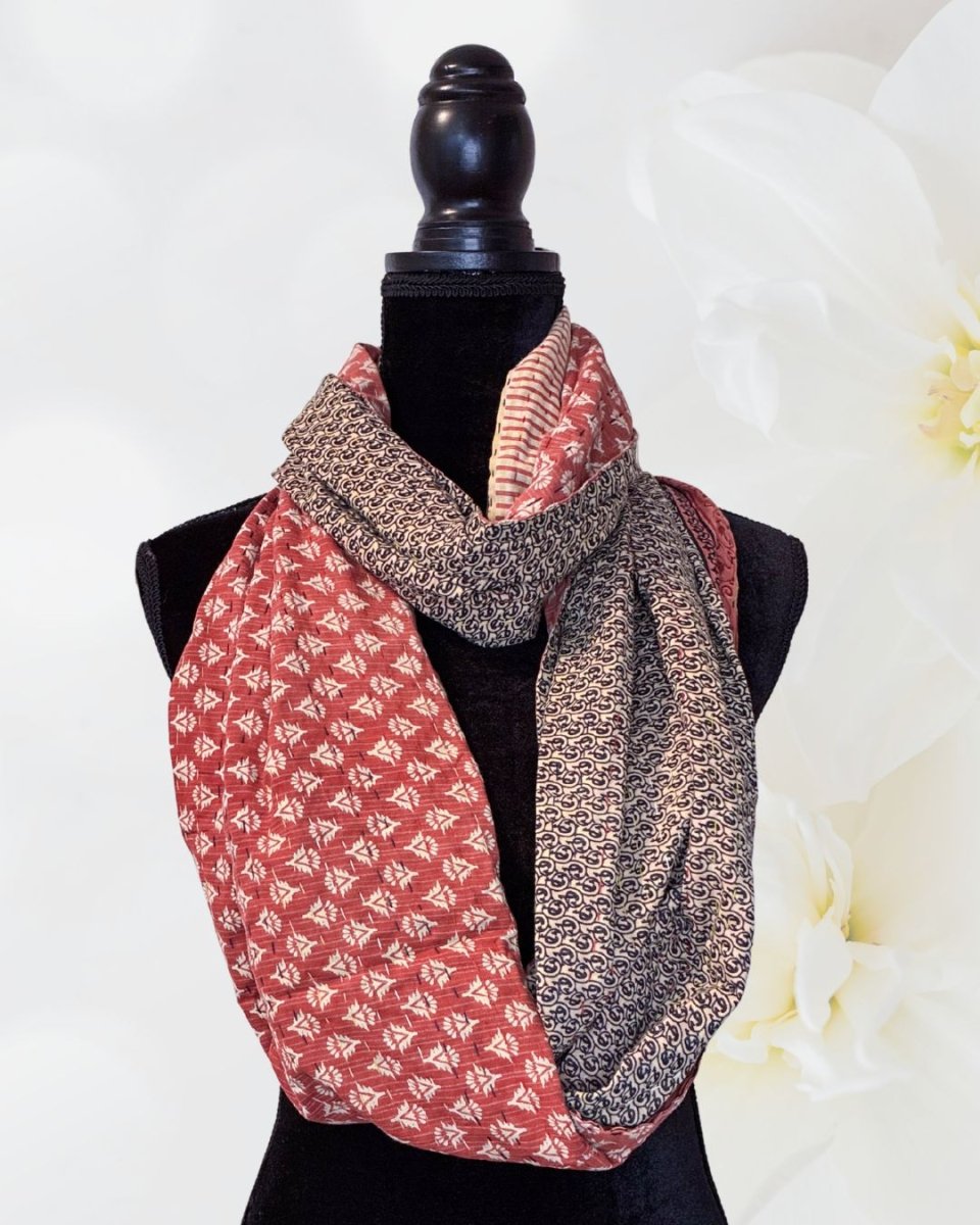 Kantha Infinity Scarf - Asha Project Kantha - Saree - Handmade