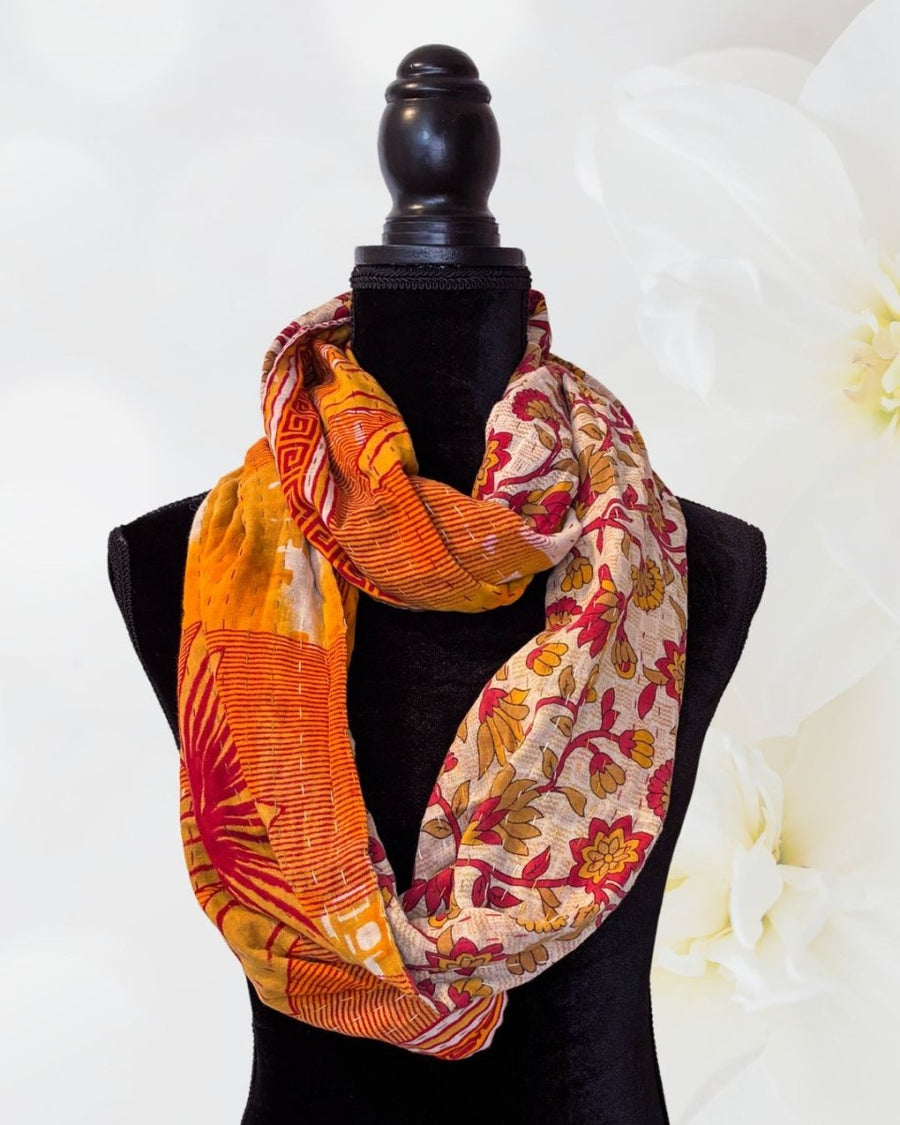 Kantha Infinity Scarf - Asha Project Kantha - Saree - Handmade