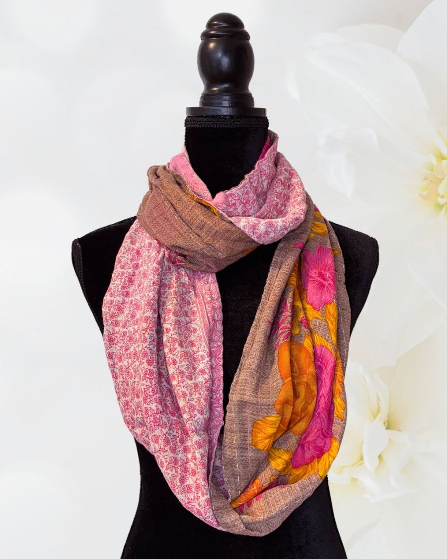 Kantha Infinity Scarf - Asha Project Kantha - Saree - Handmade