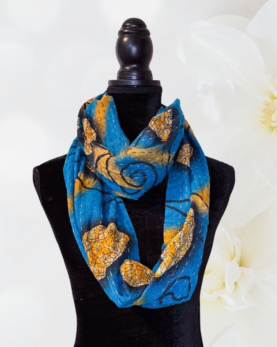 Kantha Infinity Scarf - Asha Project Kantha - Saree - Handmade