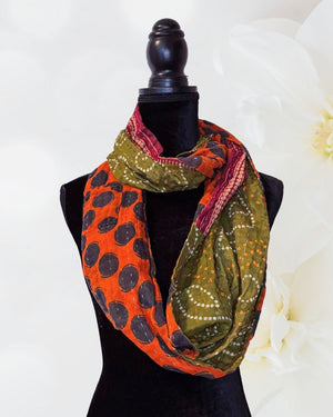 Kantha Infinity Scarf - Asha Project Kantha - Saree - Handmade