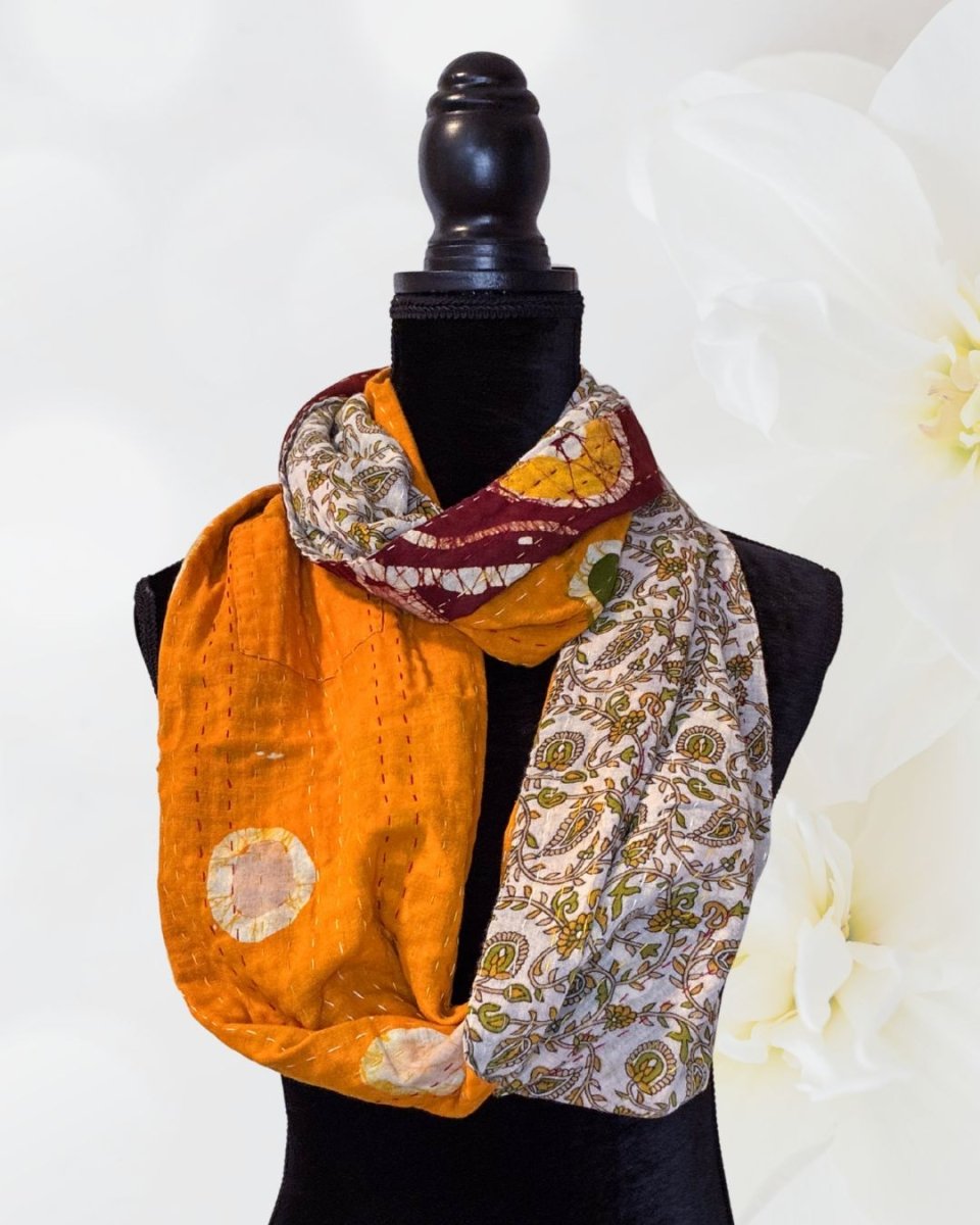 Kantha Infinity Scarf - Asha Project Kantha - Saree - Handmade