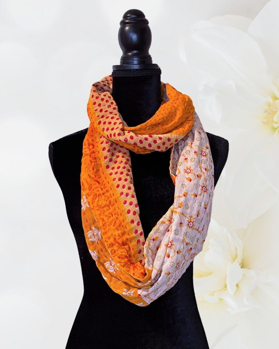 Kantha Infinity Scarf - Asha Project Kantha - Saree - Handmade