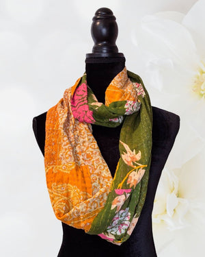 Kantha Infinity Scarf - Asha Project Kantha - Saree - Handmade