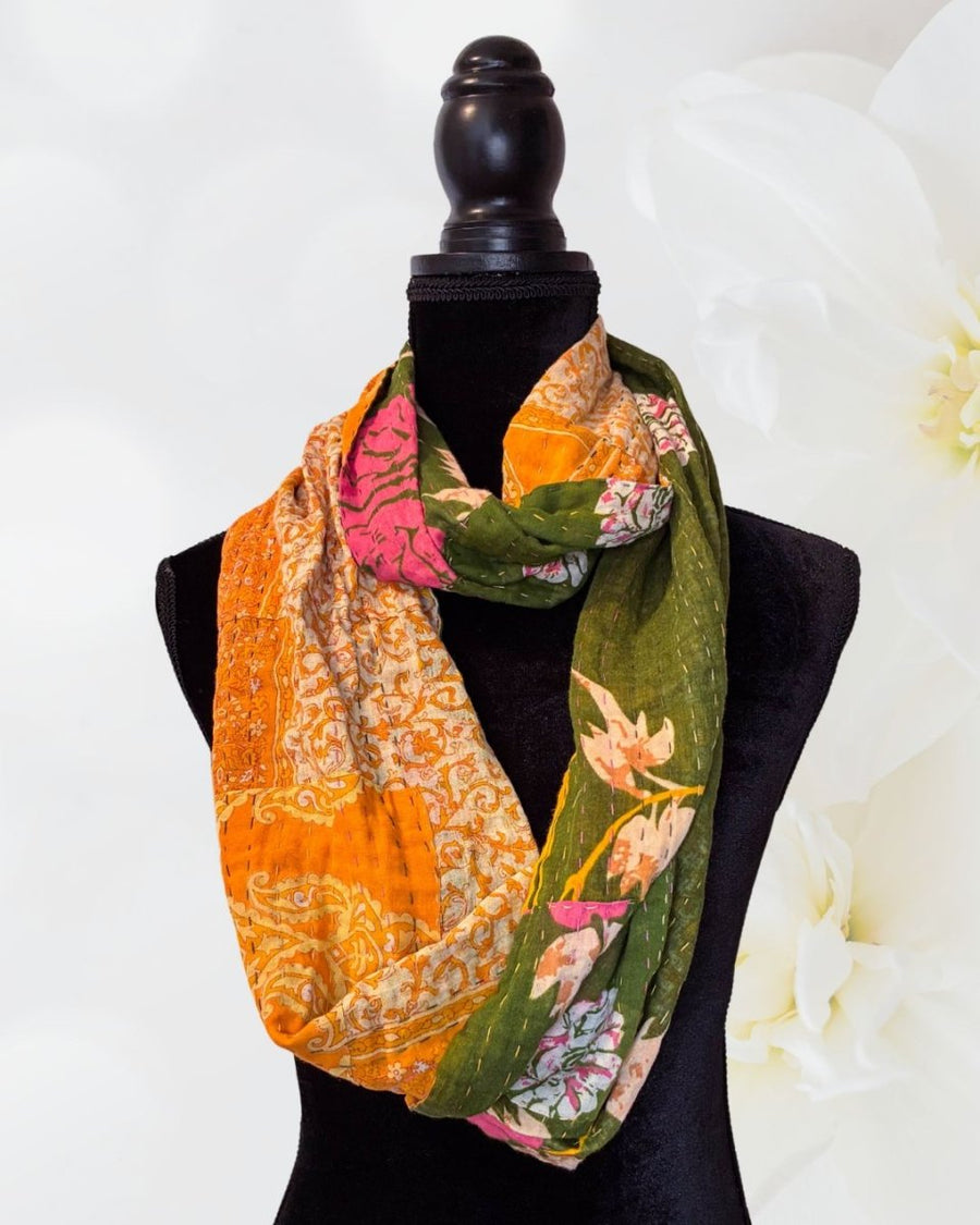 Kantha Infinity Scarf - Asha Project Kantha - Saree - Handmade