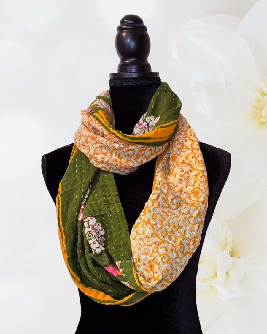 Kantha Infinity Scarf - Asha Project Kantha - Saree - Handmade