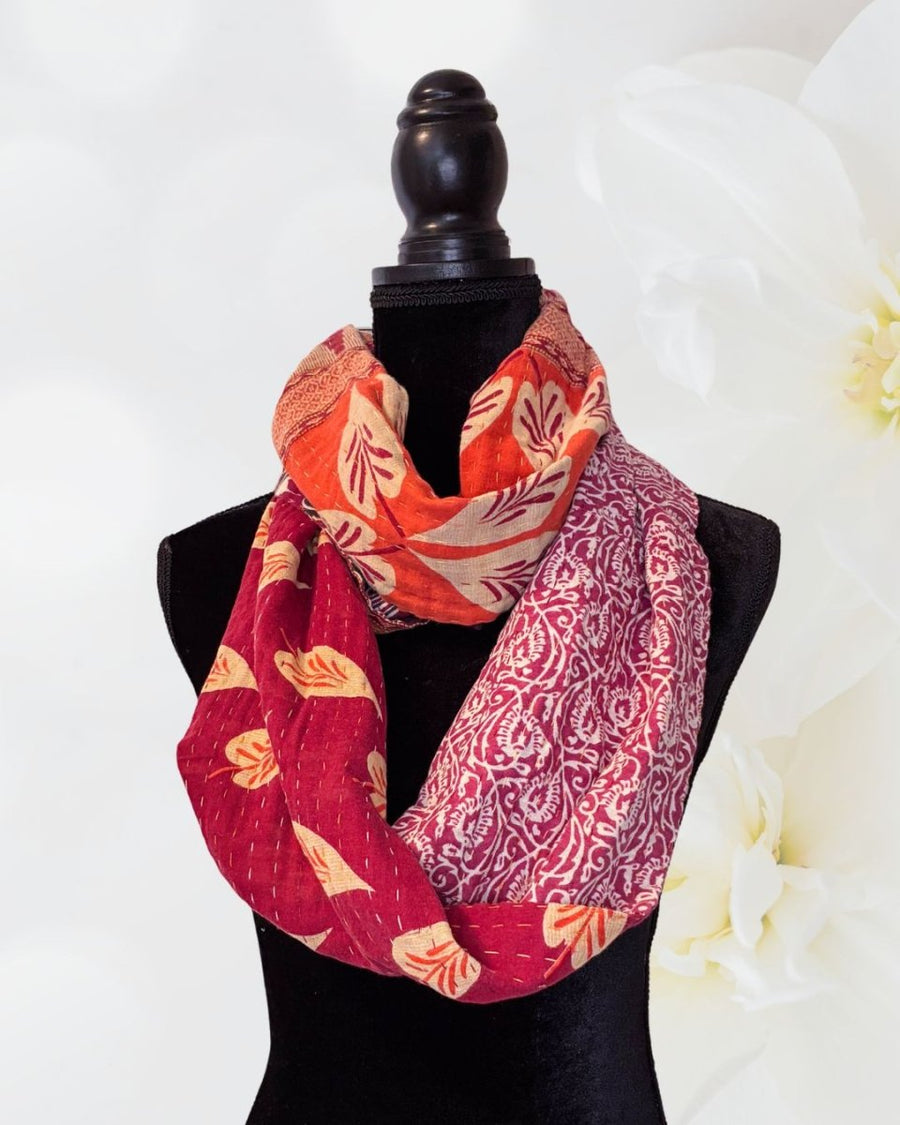 Kantha Infinity Scarf - Asha Project Kantha - Saree - Handmade