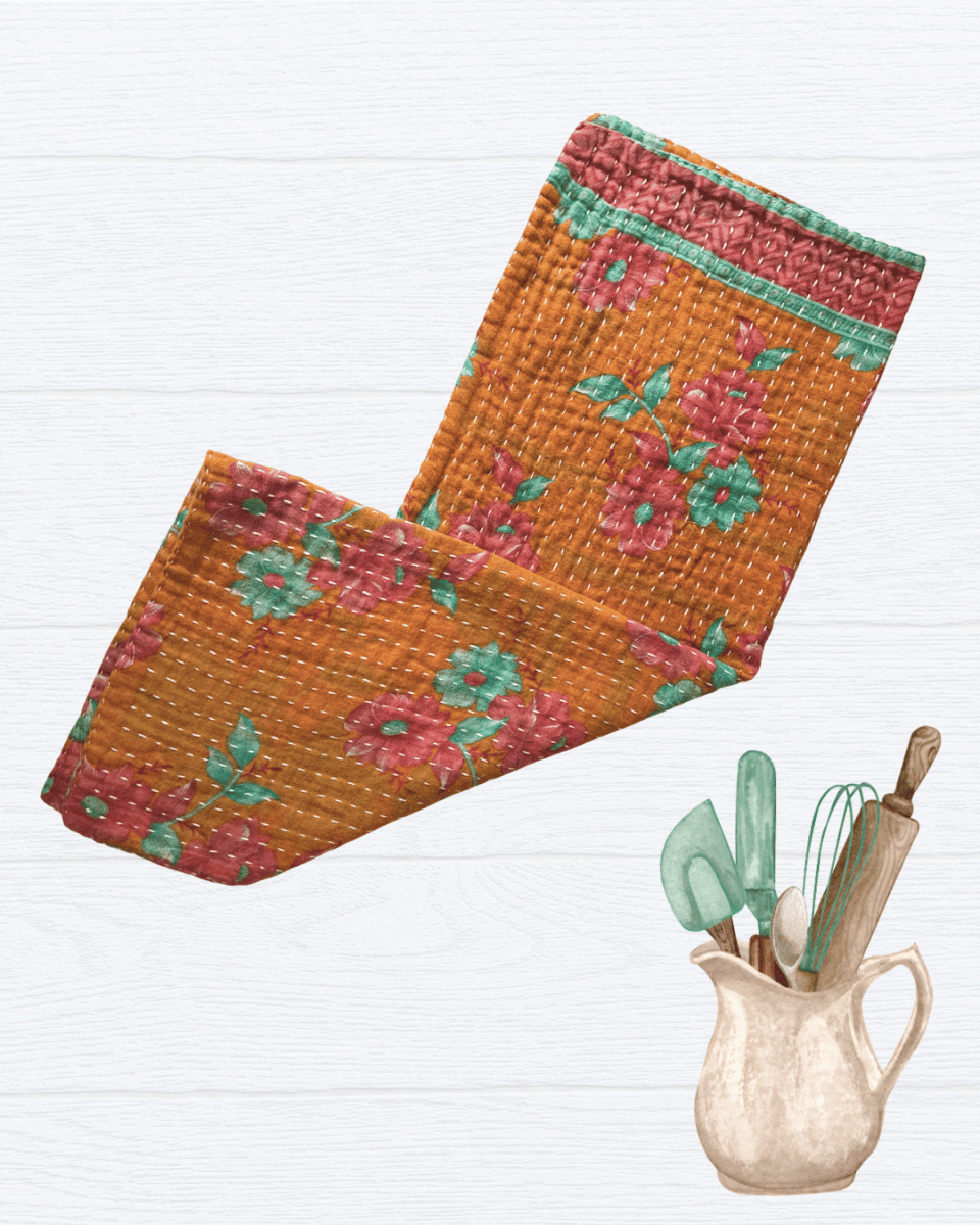 Kantha Kitchen Towel - Asha Project Kantha-Saree-Handmade