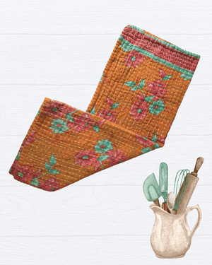 Kantha Kitchen Towel - Asha Project Kantha-Saree-Handmade