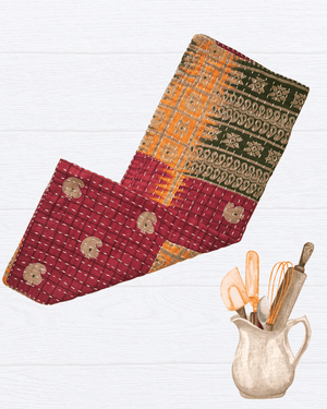 Kantha Kitchen Towel - Asha Project Kantha-Saree-Handmade