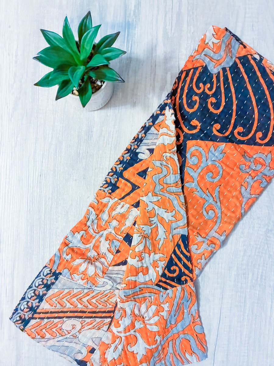 Kantha Kitchen Towel - Asha Project Kantha - Saree - Handmade