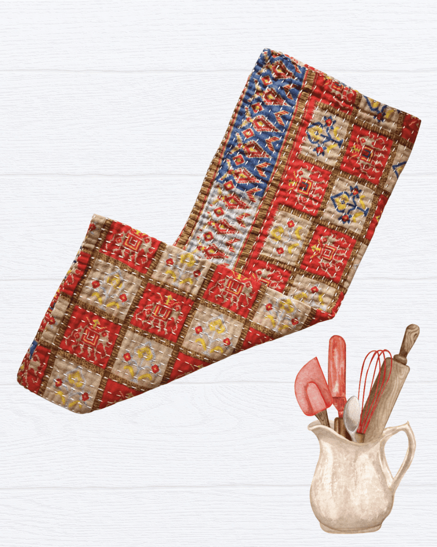 Kantha Kitchen Towel - Asha Project Kantha-Saree-Handmade