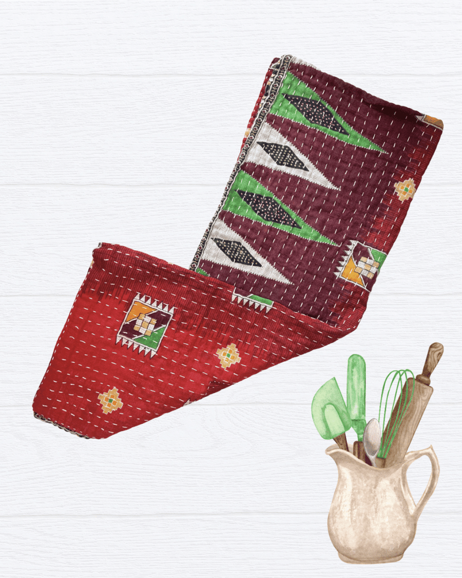 Kantha Kitchen Towel - Asha Project Kantha-Saree-Handmade