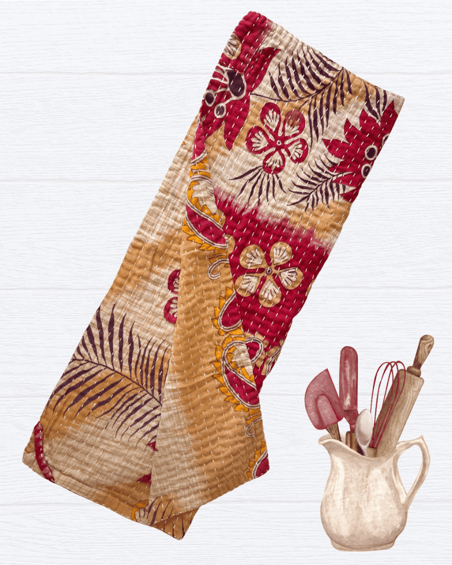 Kantha Kitchen Towel - Asha Project Kantha-Saree-Handmade