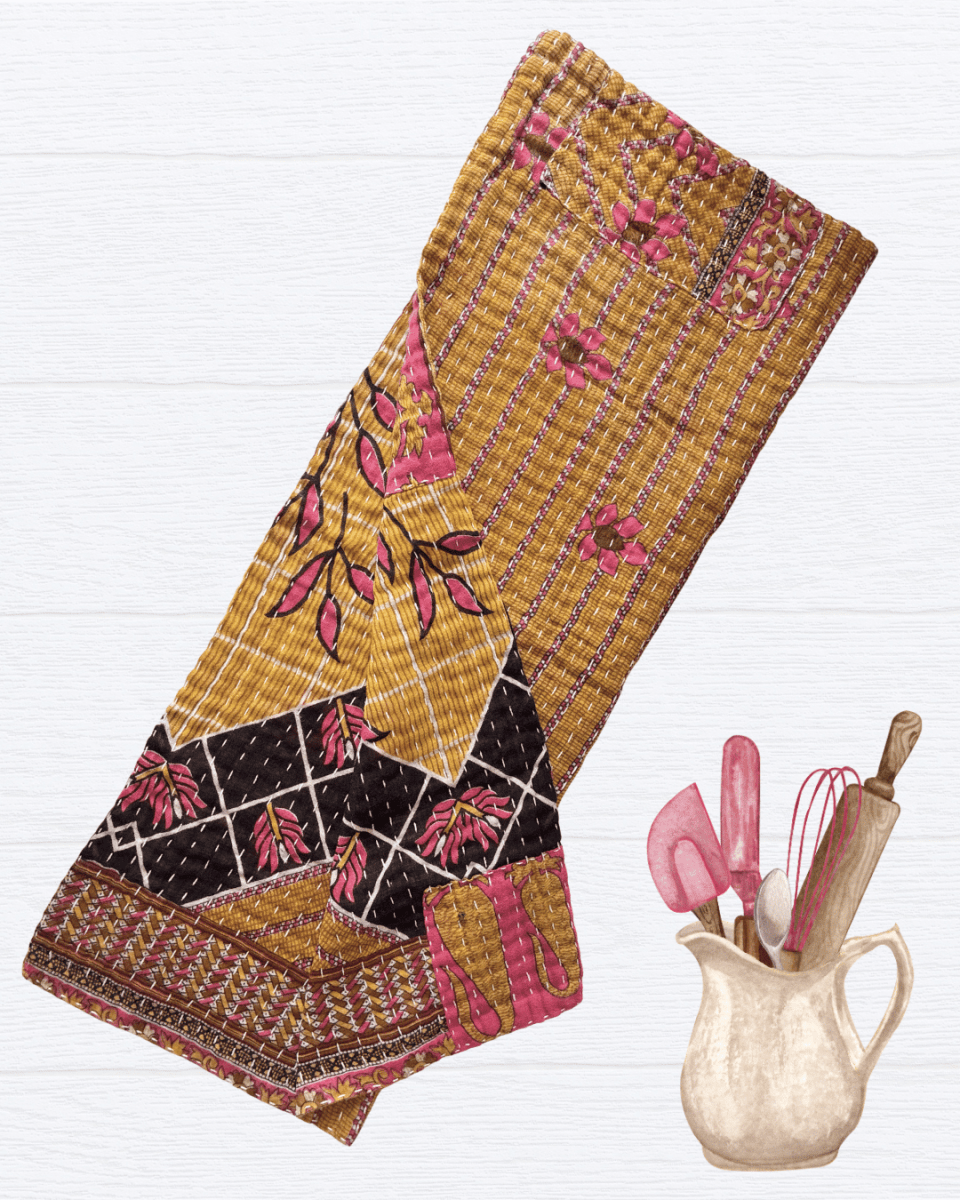 Kantha Kitchen Towel - Asha Project Kantha-Saree-Handmade