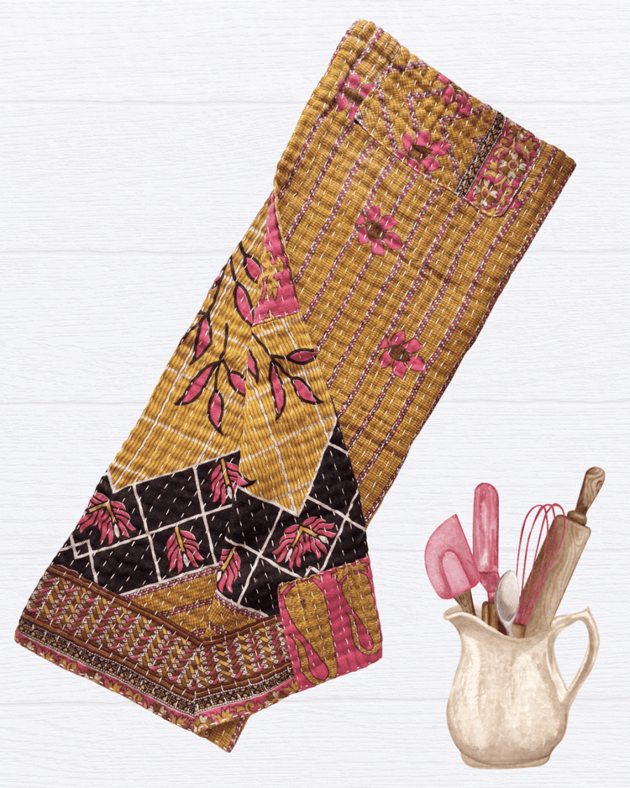 Kantha Kitchen Towel - Asha Project Kantha-Saree-Handmade