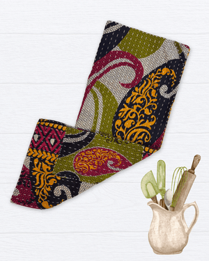 Kantha Kitchen Towel - Asha Project Kantha - Saree - Handmade