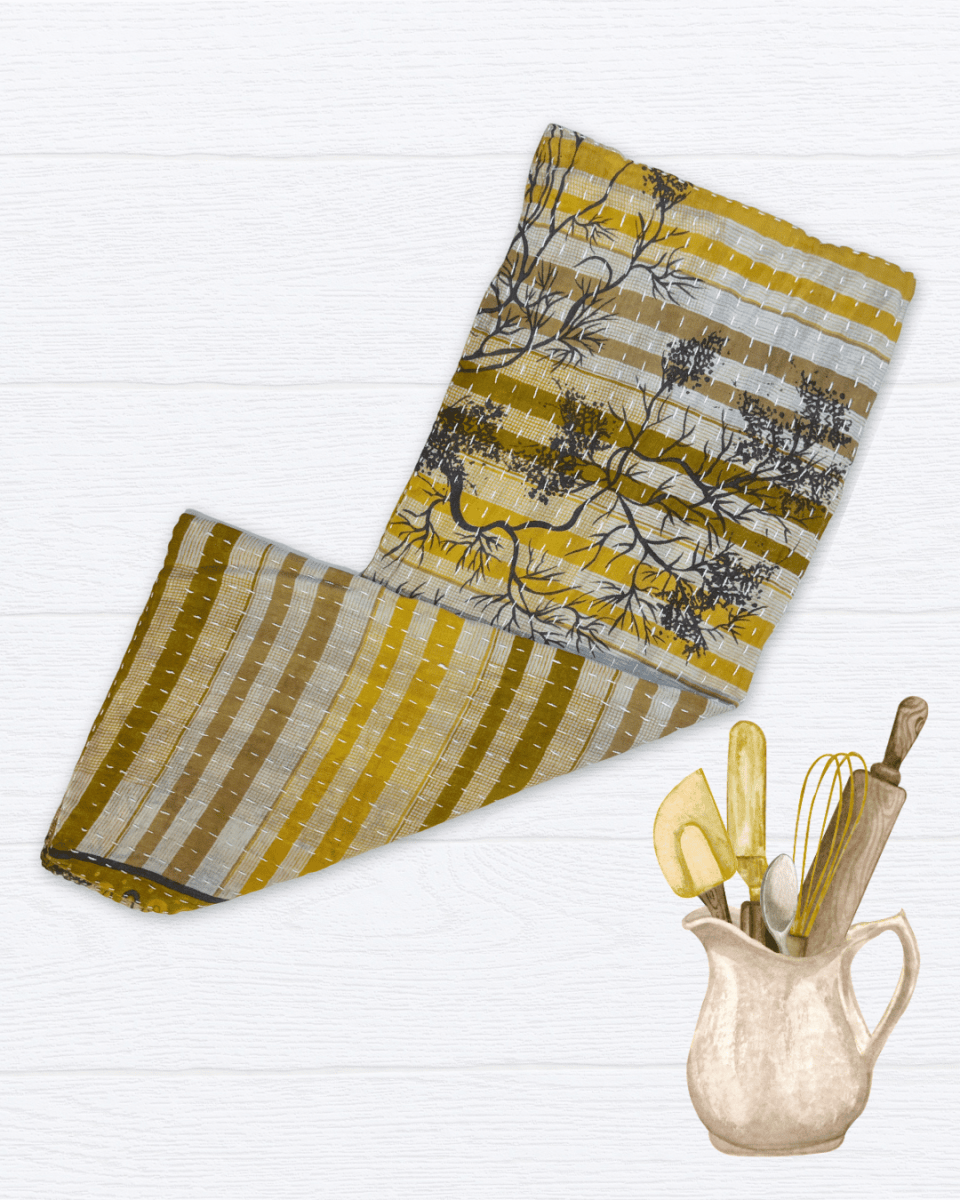 Kantha Kitchen Towel - Asha Project Kantha - Saree - Handmade