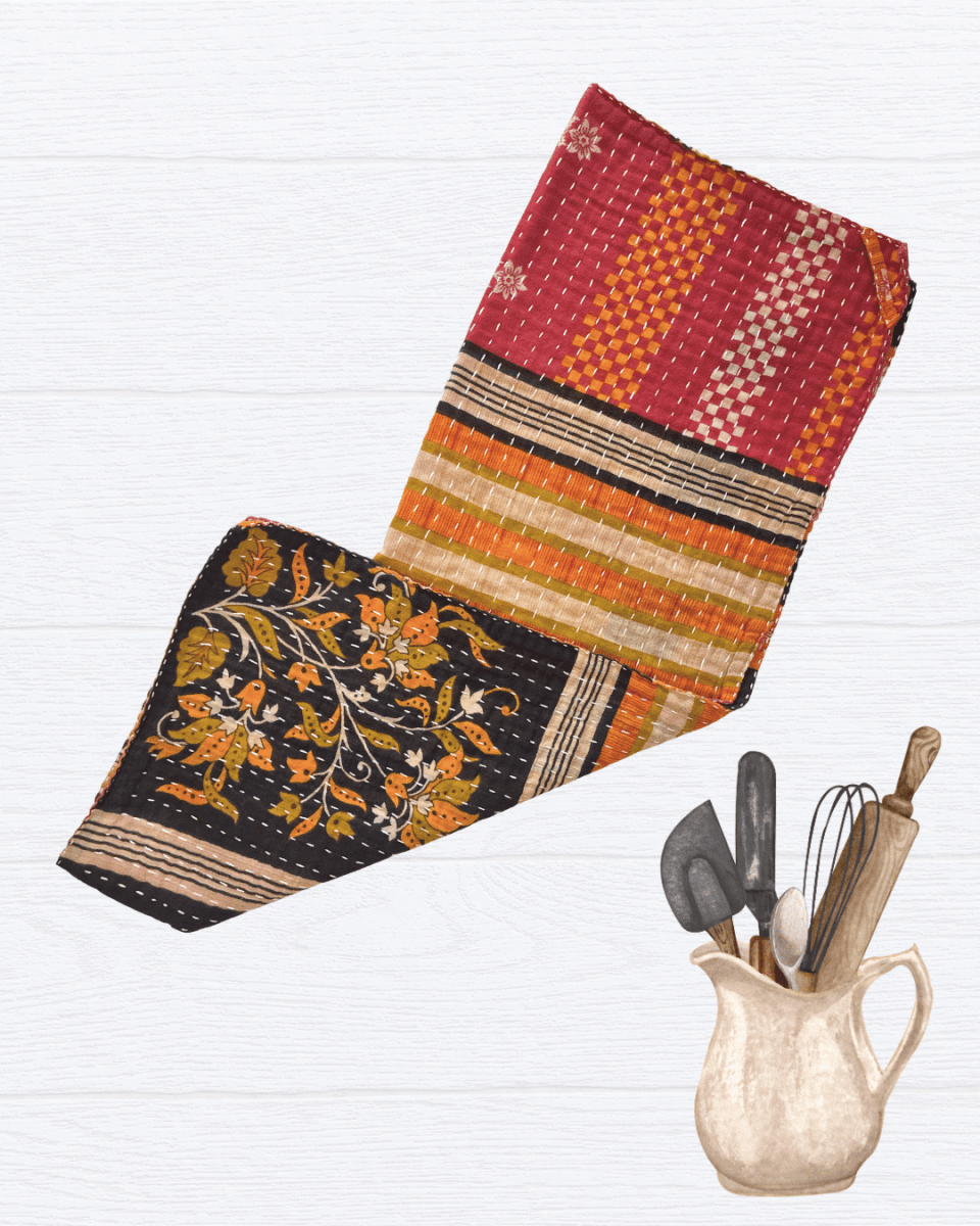 Kantha Kitchen Towel - Asha Project Kantha-Saree-Handmade