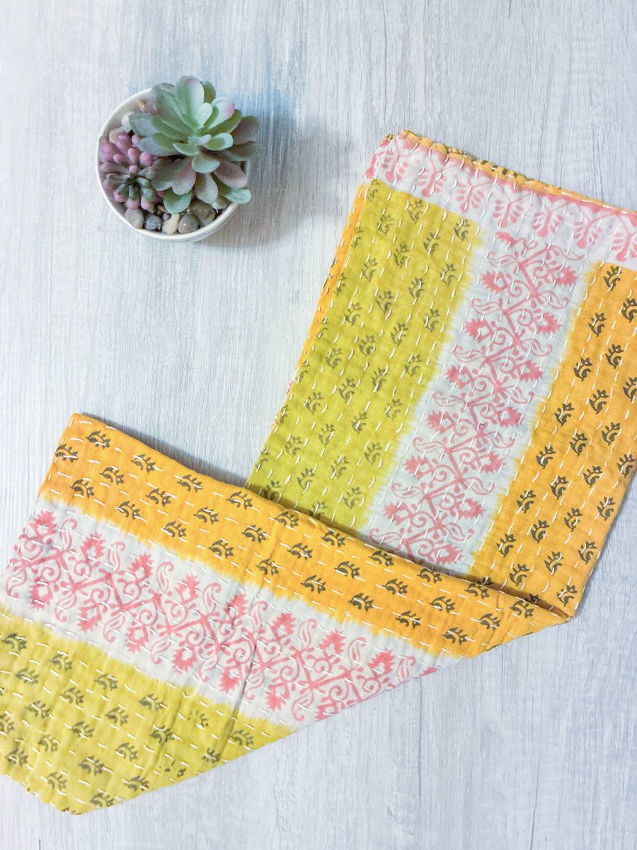 Kantha Kitchen Towel - Asha Project Kantha - Saree - Handmade