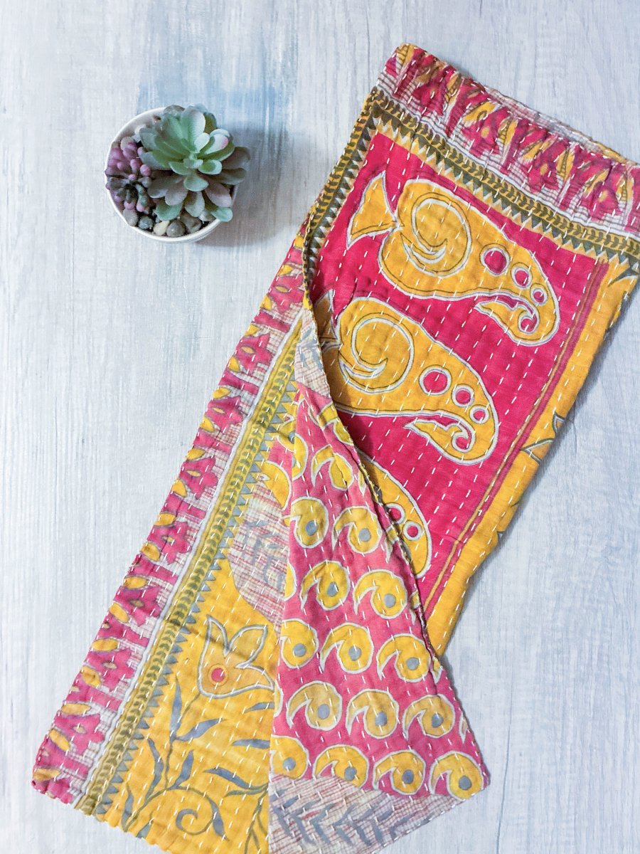 Kantha Kitchen Towel - Asha Project Kantha - Saree - Handmade