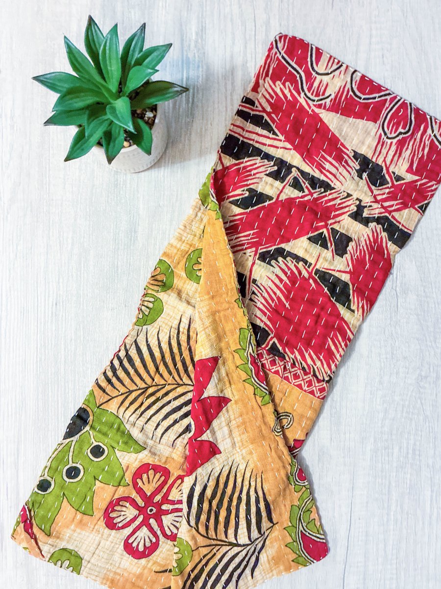 Kantha Kitchen Towel - Asha Project Kantha - Saree - Handmade