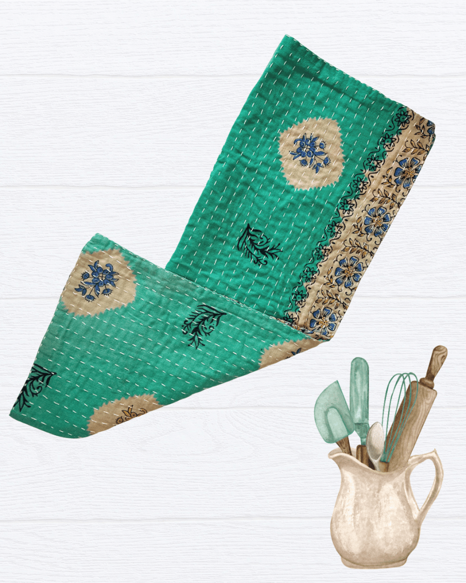 Kantha Kitchen Towel - Asha Project Kantha-Saree-Handmade