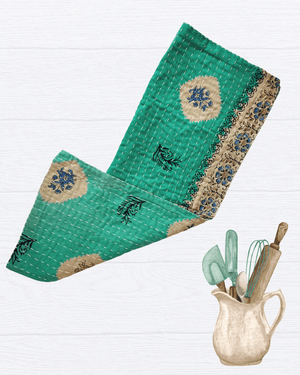 Kantha Kitchen Towel - Asha Project Kantha-Saree-Handmade
