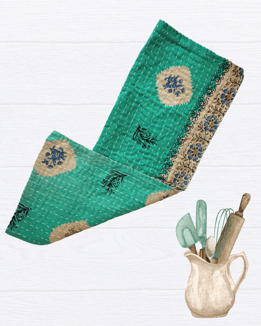Kantha Kitchen Towel - Asha Project Kantha-Saree-Handmade