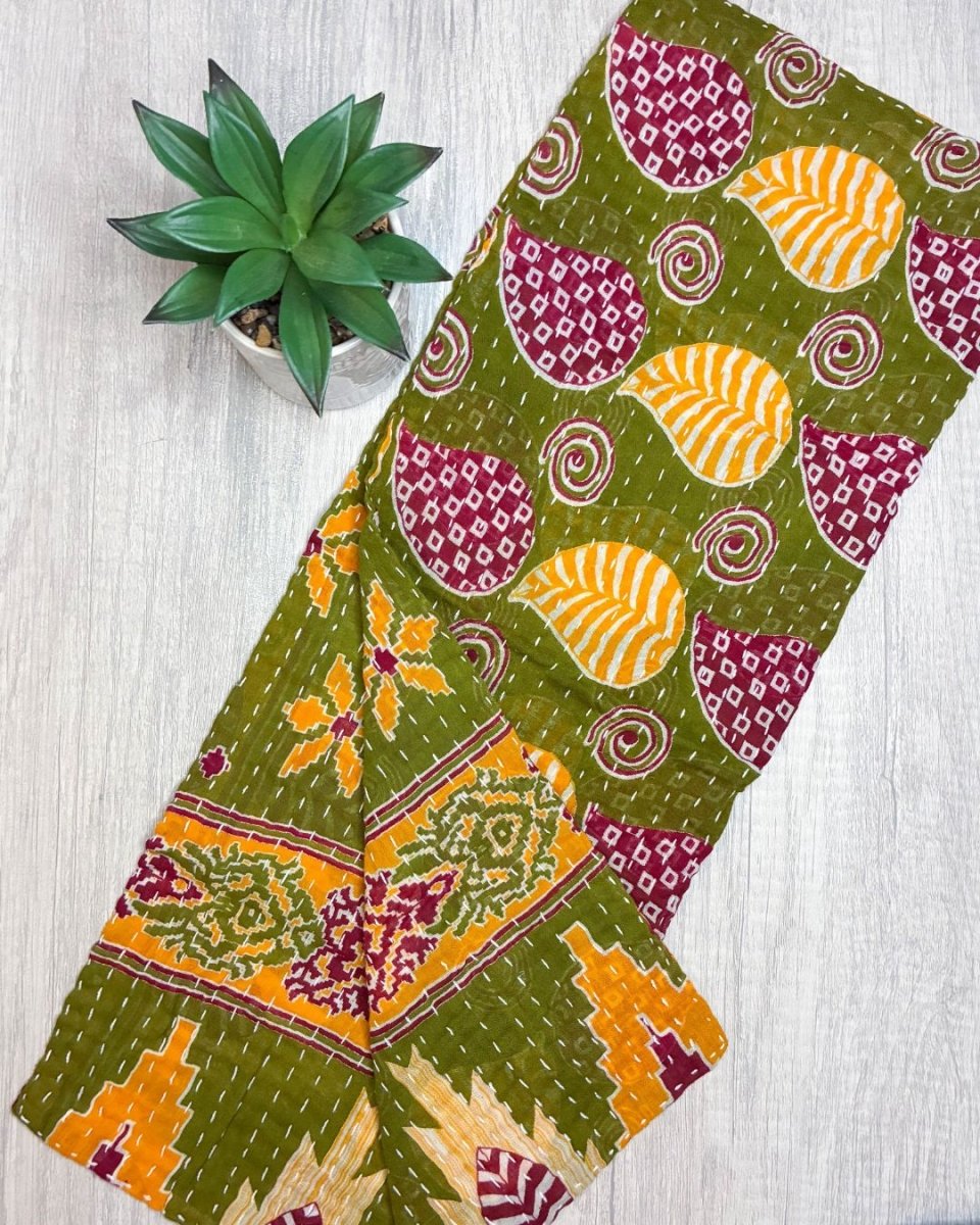 Kantha Kitchen Towel - Asha Project Kantha - Saree - Handmade