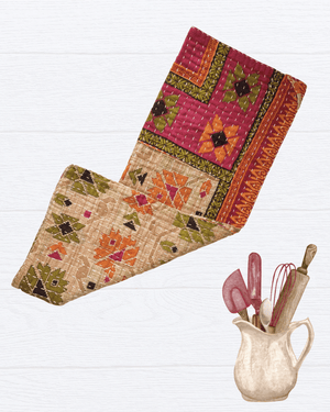 Kantha Kitchen Towel - Asha Project Kantha-Saree-Handmade