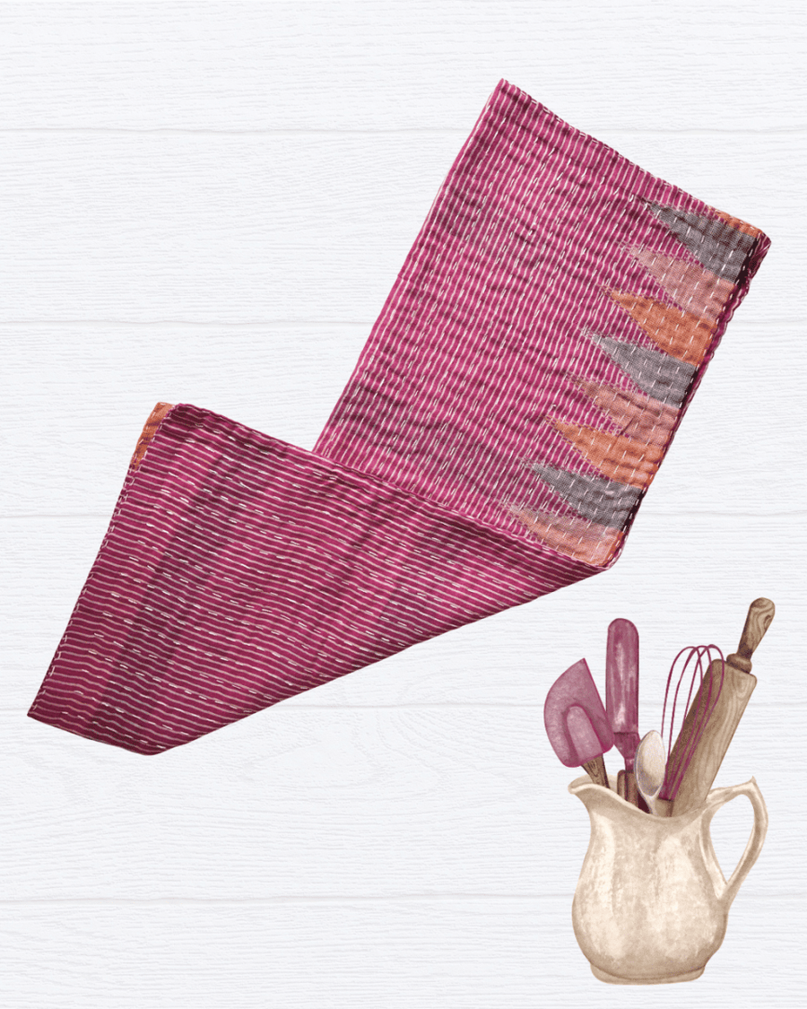 Kantha Kitchen Towel - Asha Project Kantha-Saree-Handmade