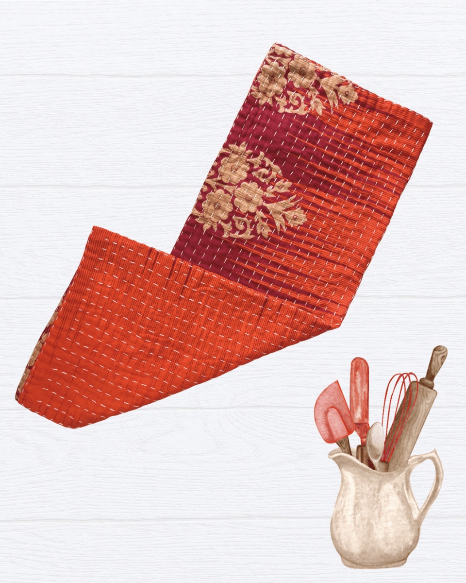 Kantha Kitchen Towel - Asha Project Kantha-Saree-Handmade