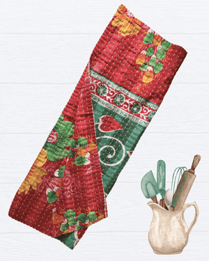 Kantha Kitchen Towel - Asha Project Kantha-Saree-Handmade