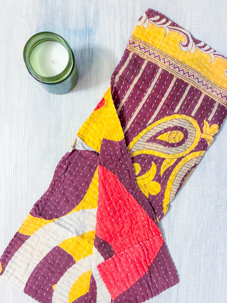 Kantha Kitchen Towel - Asha Project Kantha - Saree - Handmade