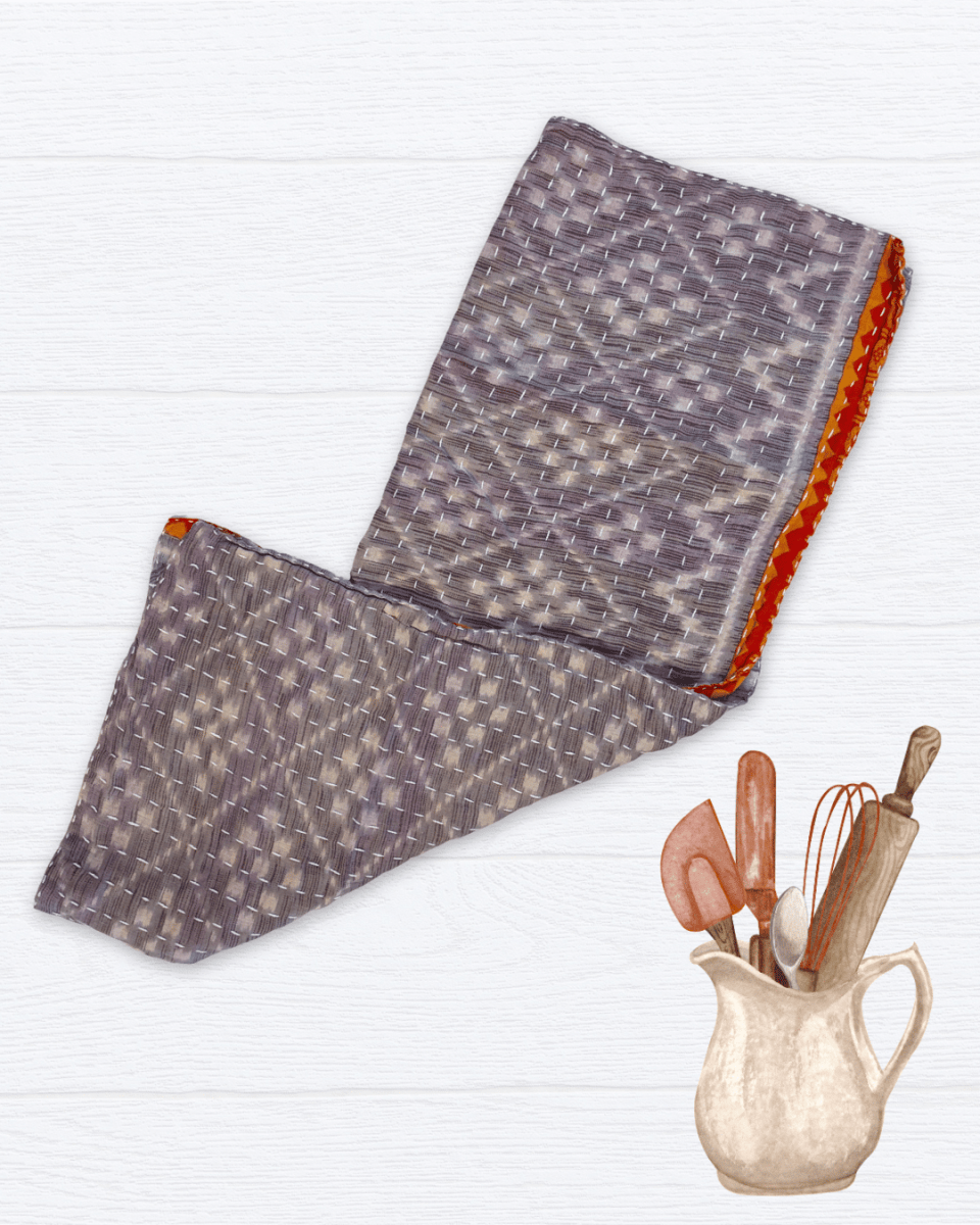 Kantha Kitchen Towel - Asha Project Kantha - Saree - Handmade