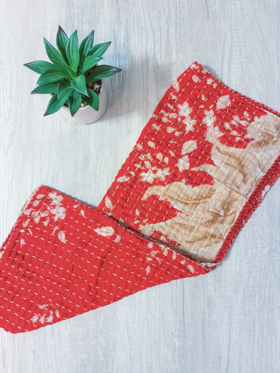 Kantha Kitchen Towel - Asha Project Kantha - Saree - Handmade