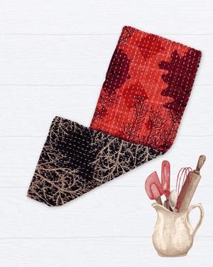 Kantha Kitchen Towel - Asha Project Kantha - Saree - Handmade