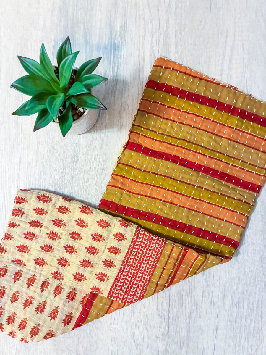 Kantha Kitchen Towel - Asha Project Kantha - Saree - Handmade