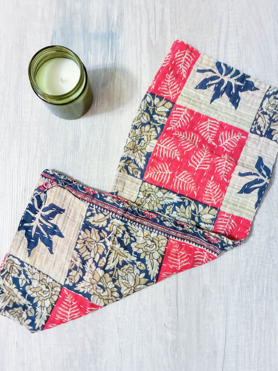 Kantha Kitchen Towel - Asha Project Kantha - Saree - Handmade