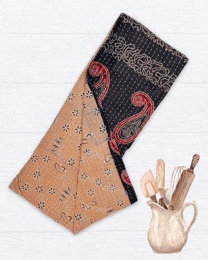 Kantha Kitchen Towel - Asha Project Kantha - Saree - Handmade