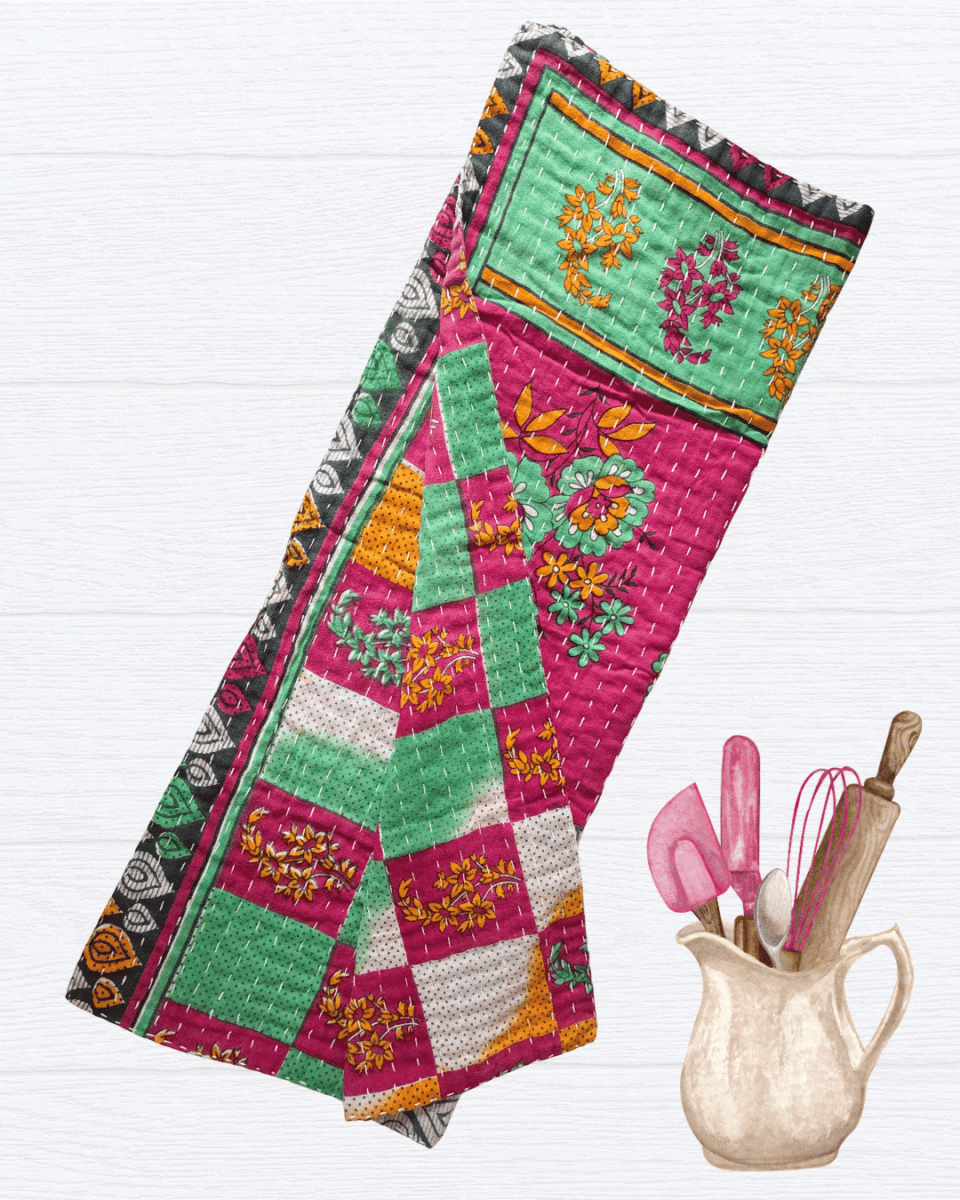 Kantha Kitchen Towel - Asha Project Kantha-Saree-Handmade